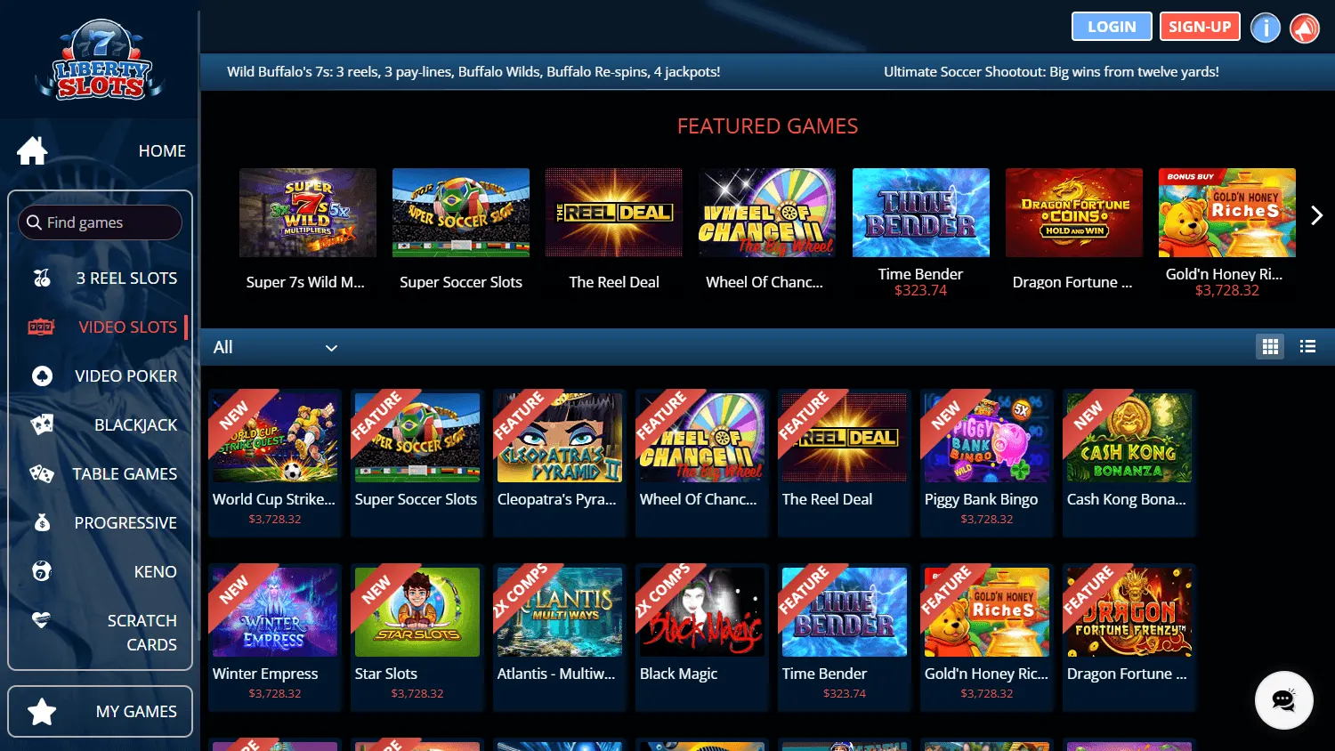 Liberty Slots Casino game library