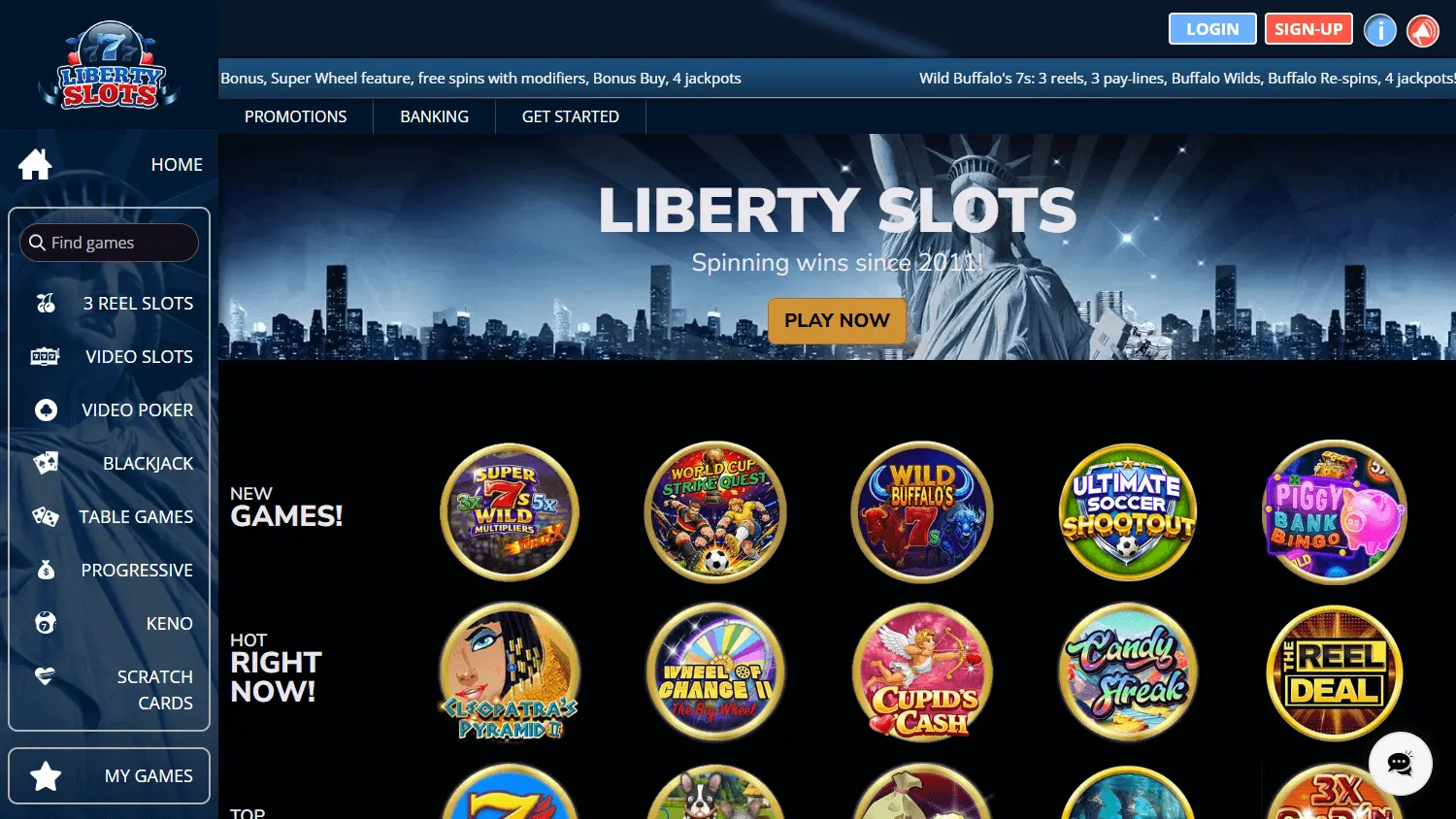 Liberty Slots Casino games on desktop